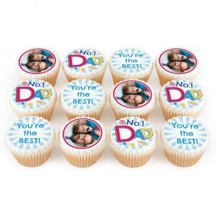 12 No.1 Dad Photo Cupcakes