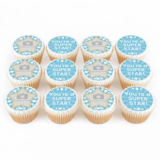 12 Blue Star Photo Cupcakes