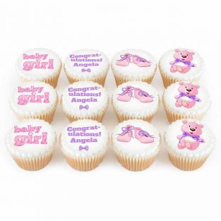 12 Pink Baby Girl Cupcakes
