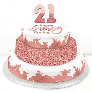 21st Birthday Rose Foil Cake 