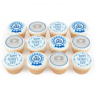 12 Blue Dad Photo Cupcakes