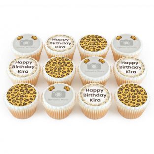 12 Leopard Photo Cupcakes