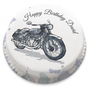 Watercolour Motorbike cake