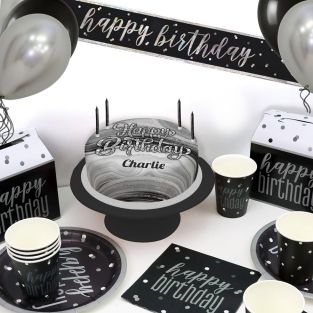 Black And Silver Cake & Party Box