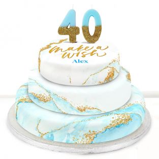 40th Birthday Blue Foil Cake 
