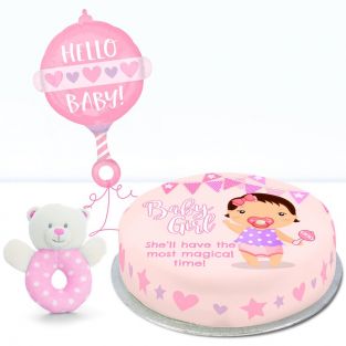 Pink Baby Rattle Gift Set