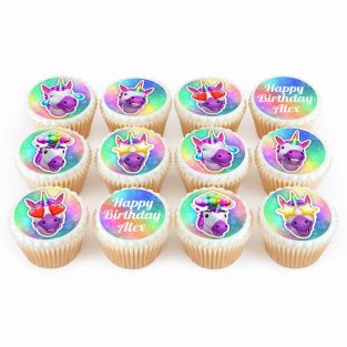 12 Unicorn Emoji Cupcakes