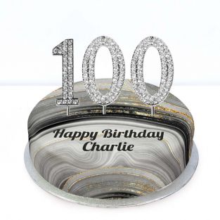 100th Birthday Black Marble Cake