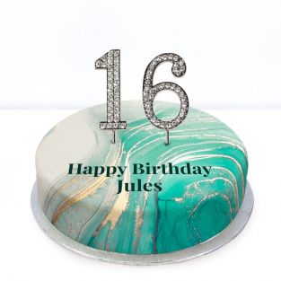 16th Birthday Green Marble Cake