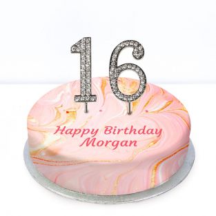 16th Birthday Pink Marble Cake