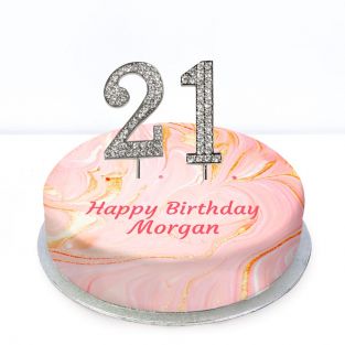 21st Birthday Pink Marble Cake