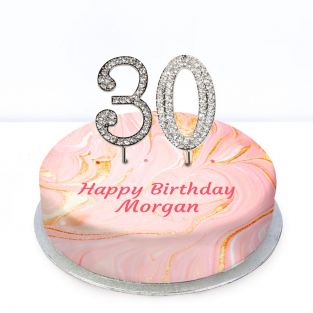 30th Birthday Pink Marble Cake