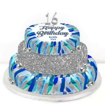 16th Birthday Blue Marble Cake