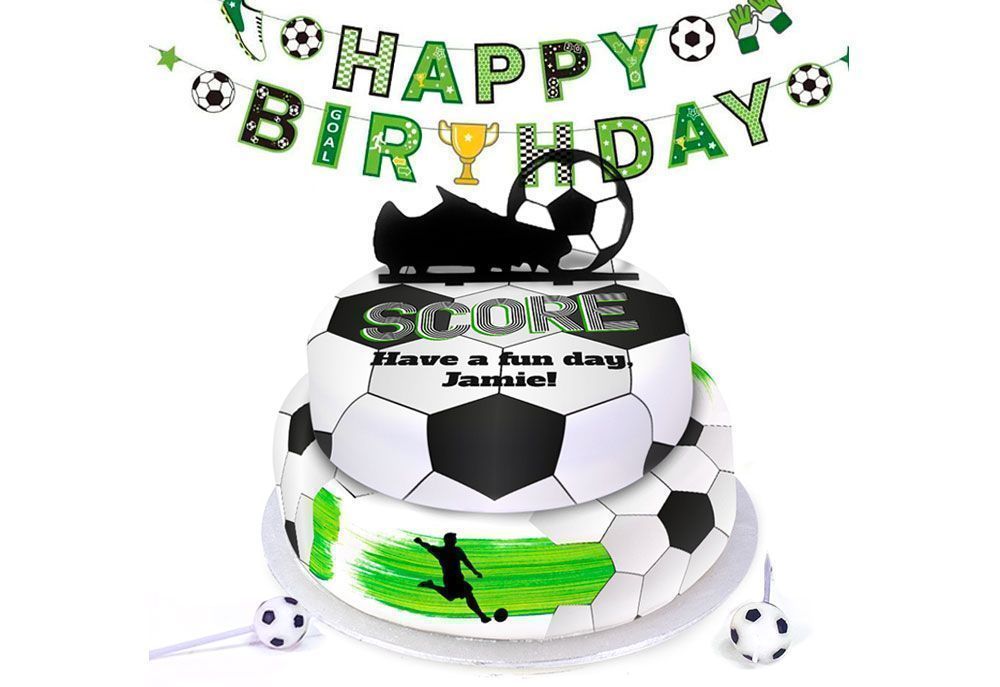 N509 Personalised Black Football Shirt Birthday Thank You Stickers Party Cake 